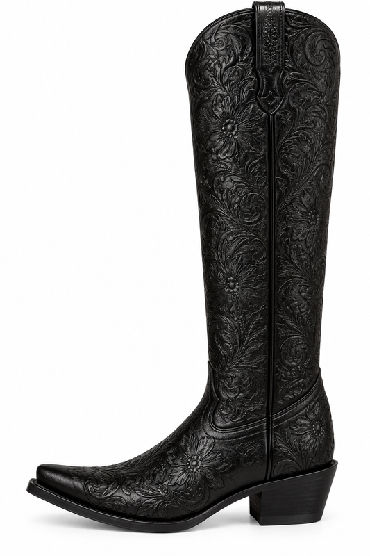 Cincelada Tall Western Boot-Black