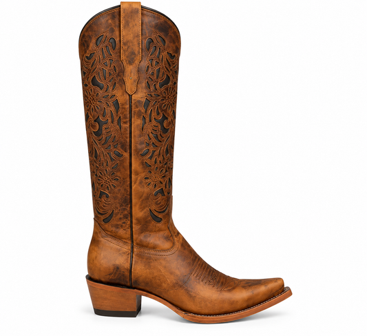La Carmelita Tall Western Boot-Miel