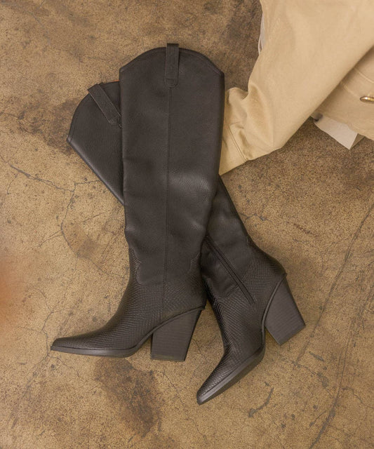 The Barcelona Black | Knee High Western Boot