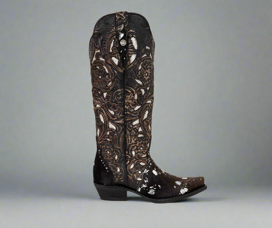 Vera Handtool Cowhide-Brown/Black Cowhide