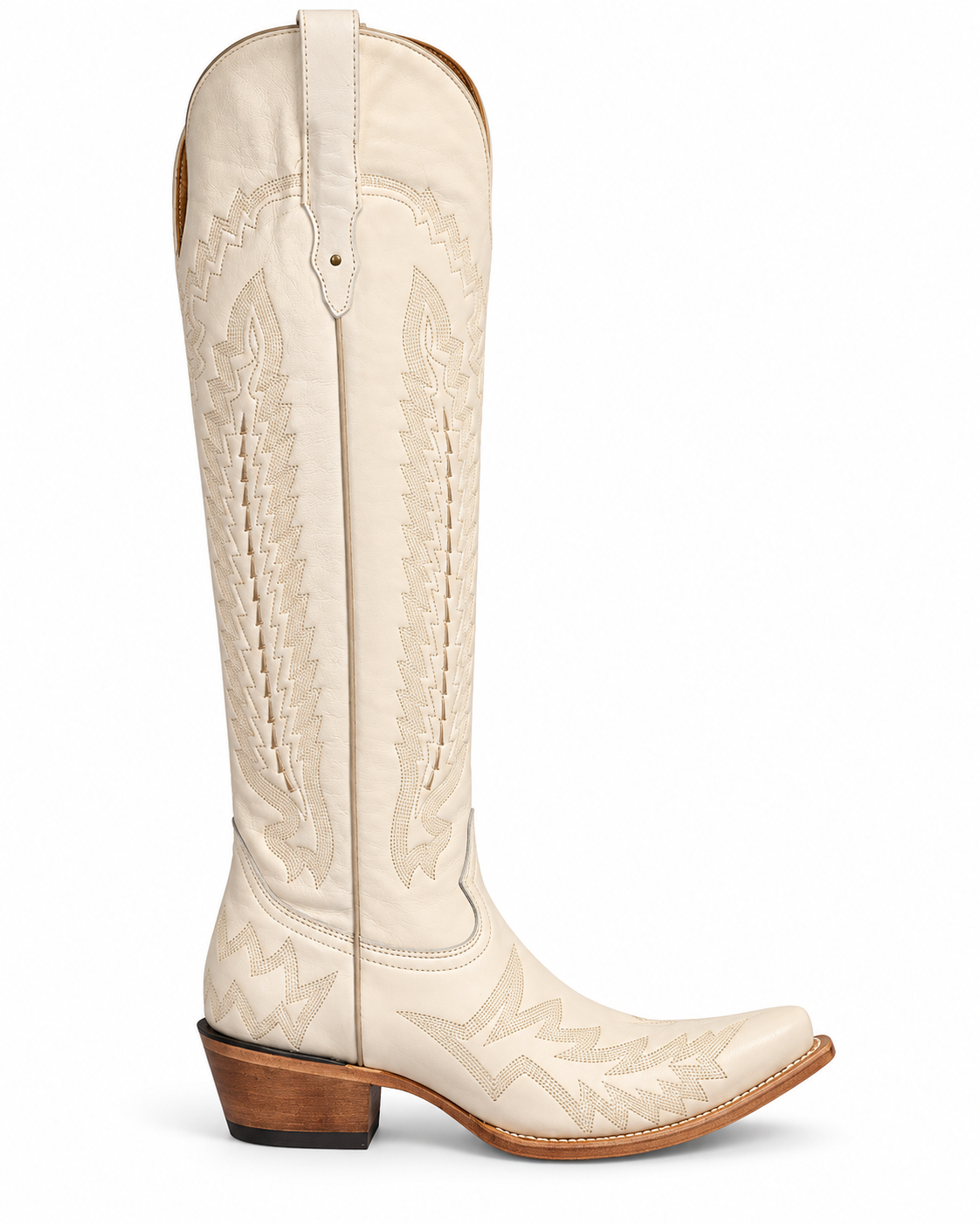 Amores de Julia Tall Leather Western Boot-Hueso