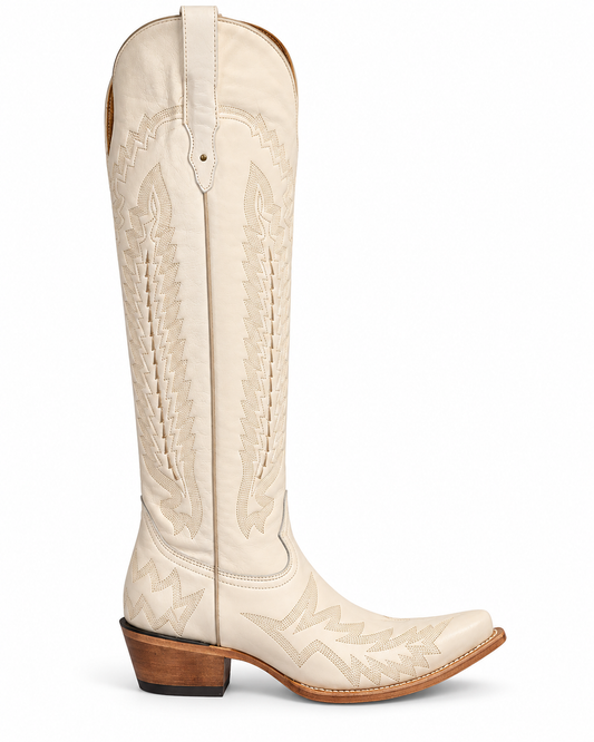 Amores de Julia Tall Leather Western Boot-Hueso