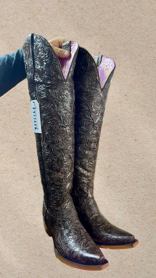 Cincelada Tall Western Boot-Brown