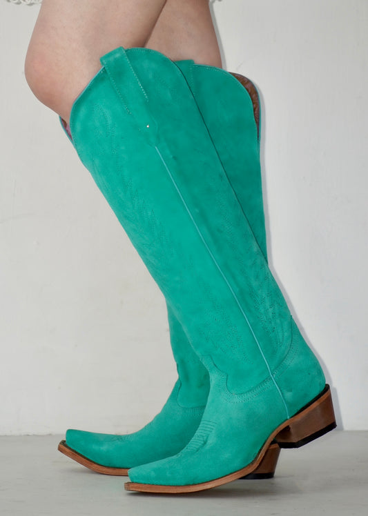 Neon Moon Turquoise Gamuza Tall Western Boot