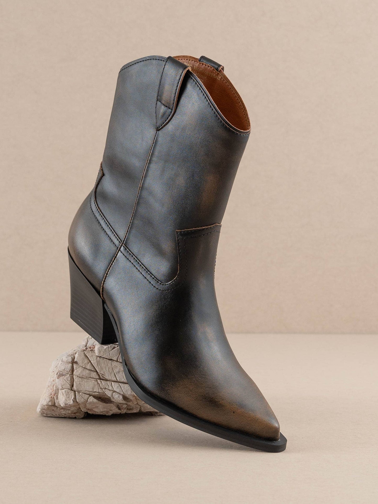 The Ames | Brown Short Cowboy Booties