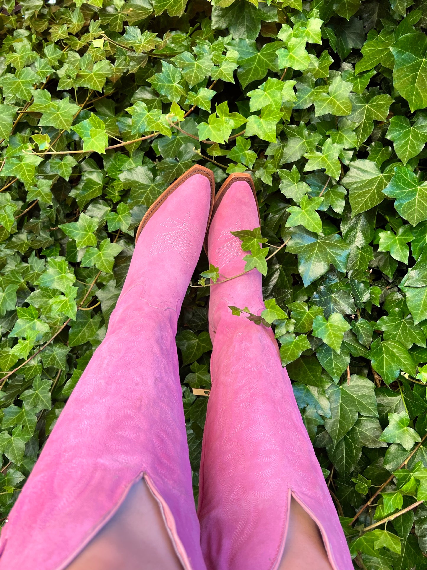 Pink High Knee Gamuza Boots