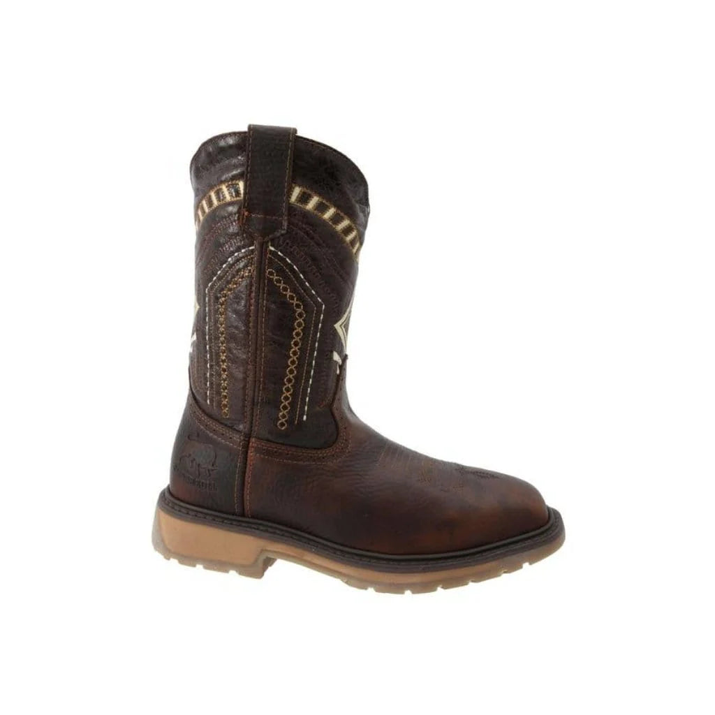 Silver Bull Square Toe Steel Toe Brown Rustic Boot