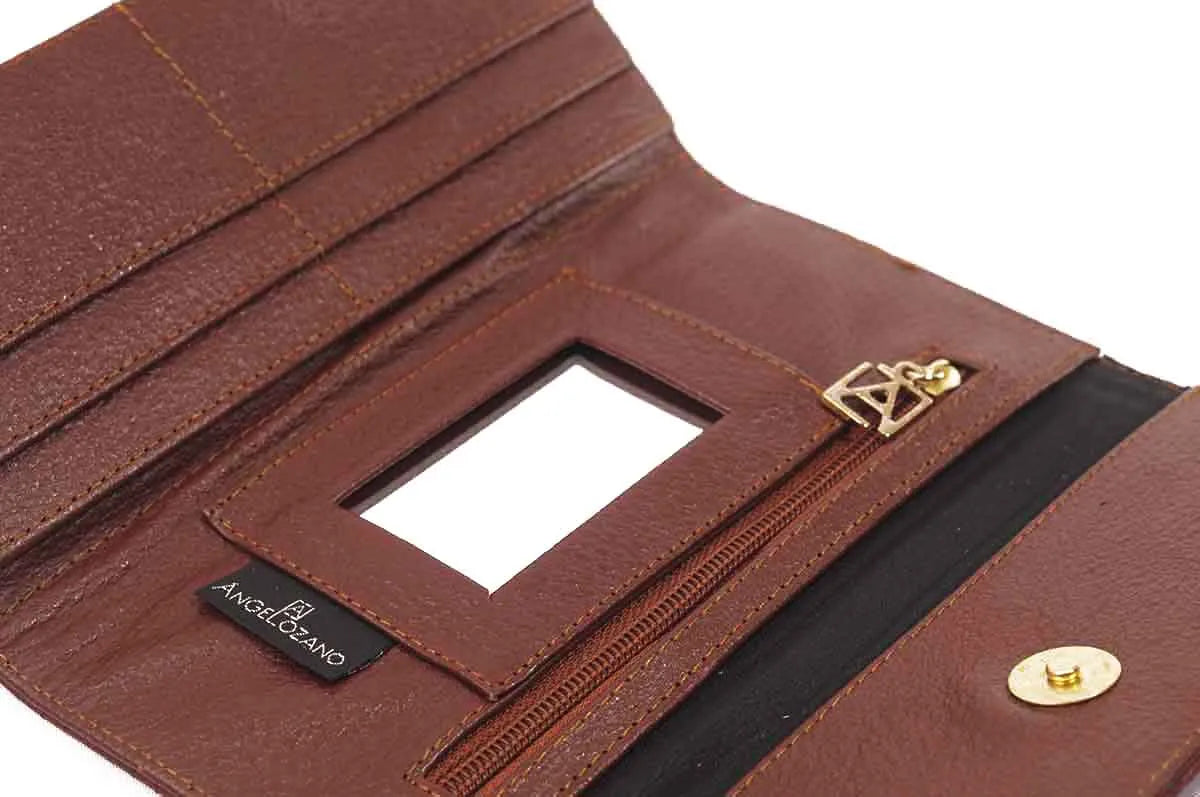 Cartera 101 piel grabada café