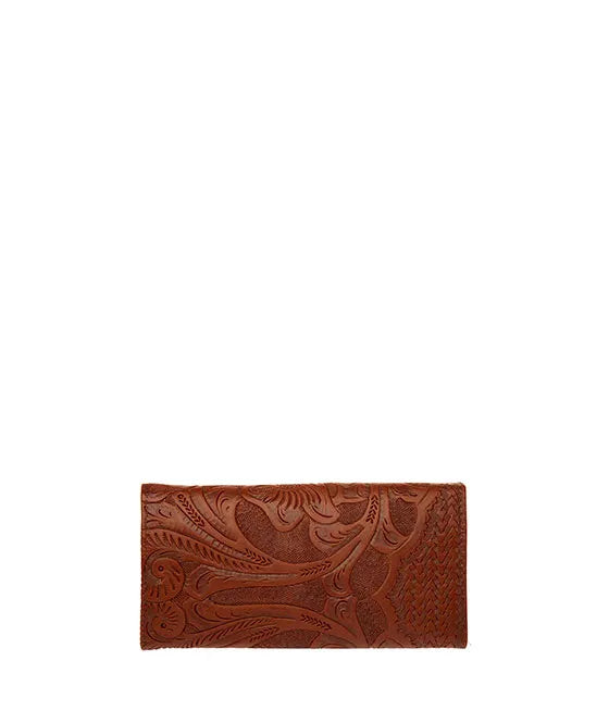 Cartera 101 piel grabada café