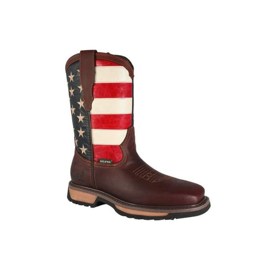 Silver Bull Work Boot with USA Flag