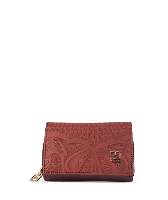 Cartera Kate piel grabada café