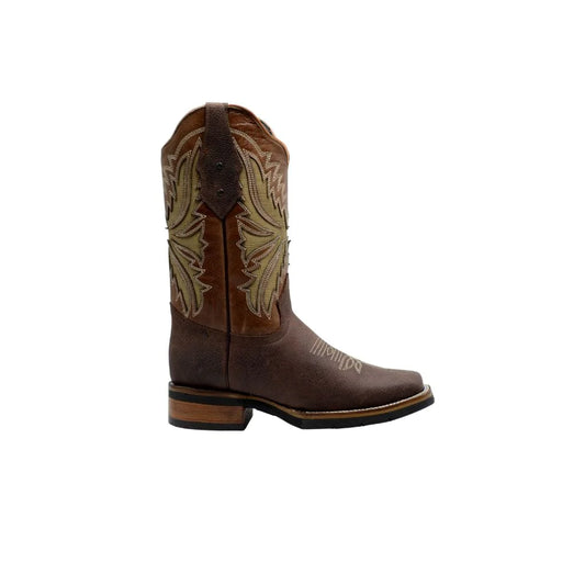 Rodeo Square Toe Boot Brown Rubber Sole