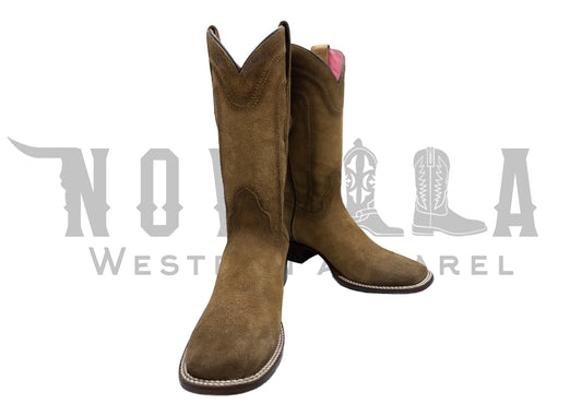 Wide Square Toe Suede Leather Tan