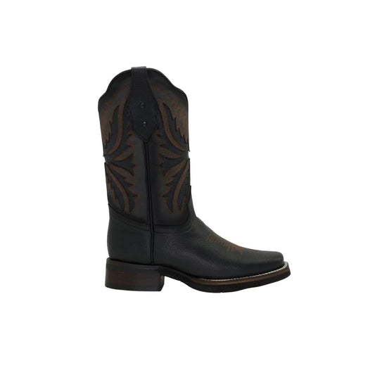 Rodeo Square Toe Boot Black Rubber Sole