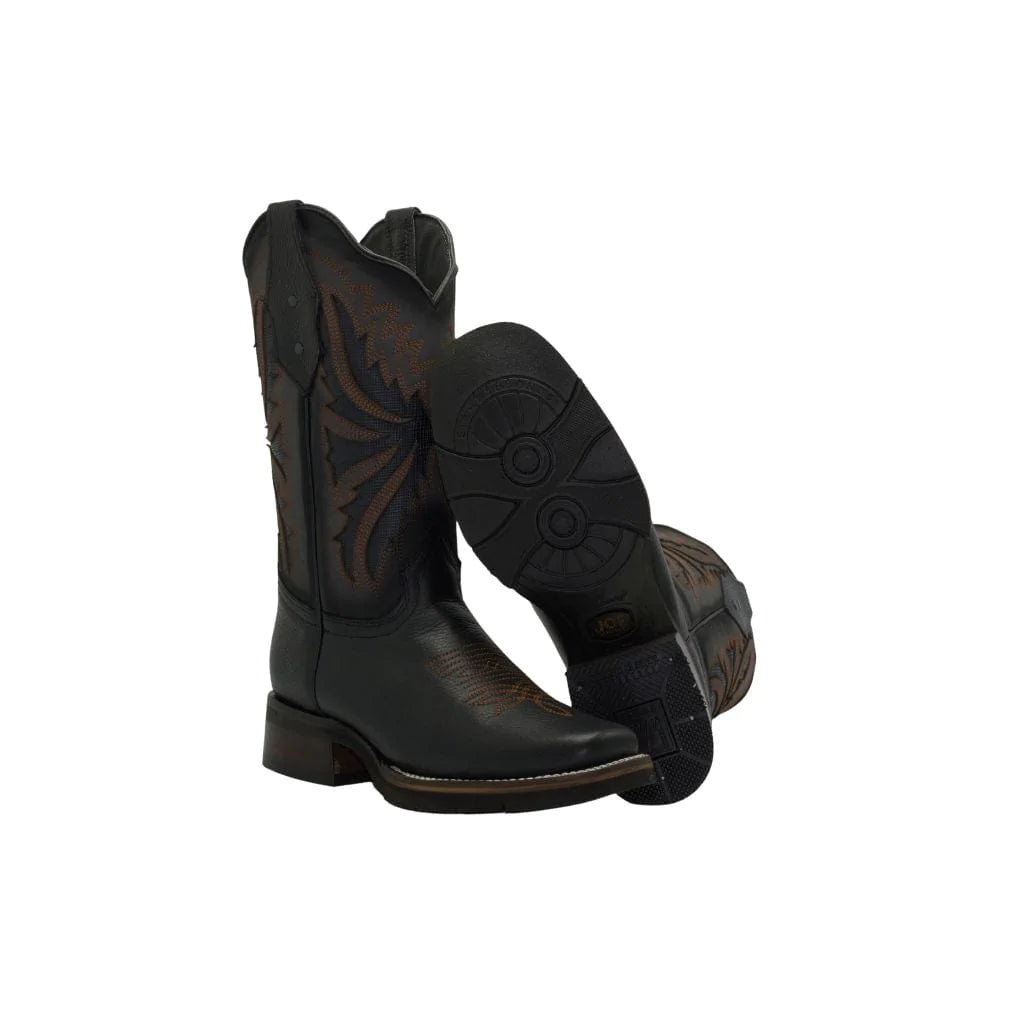 Rodeo Square Toe Boot Black Rubber Sole