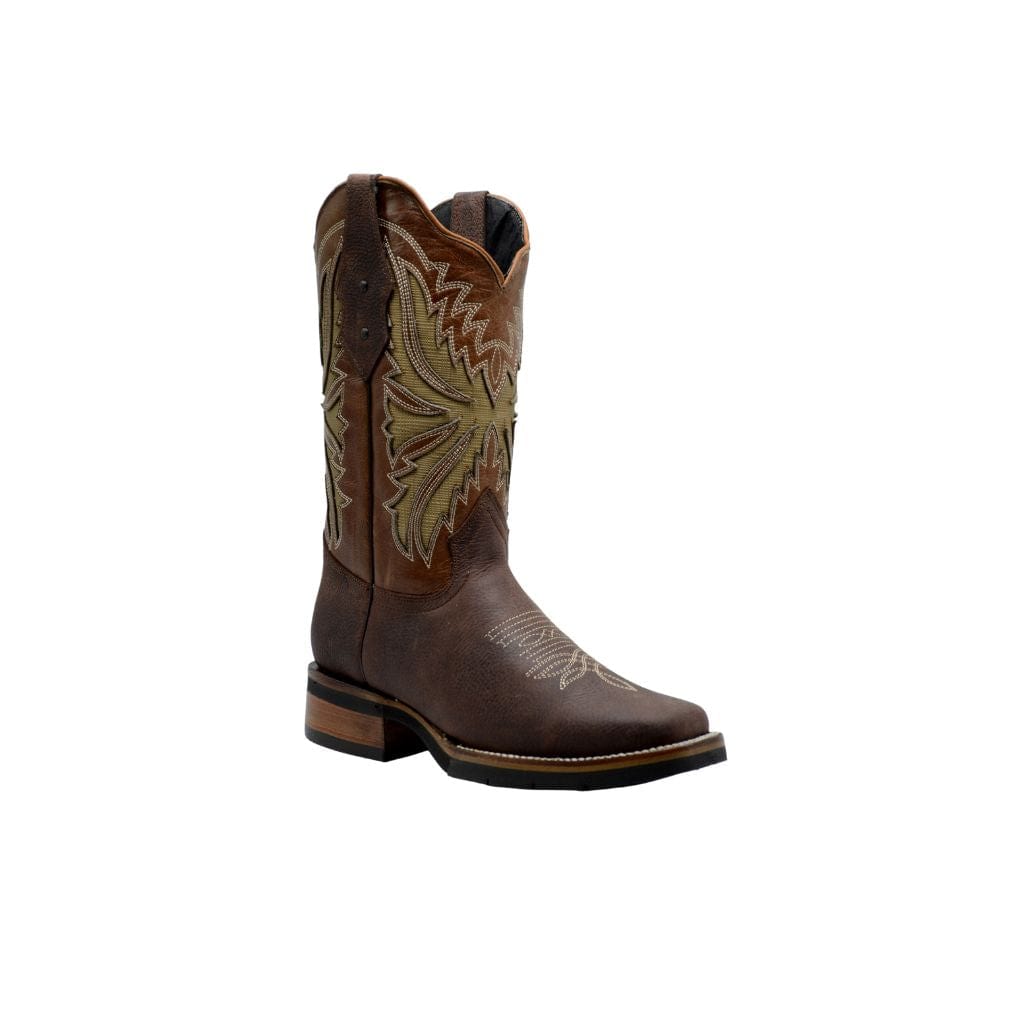 Rodeo Square Toe Boot Brown Rubber Sole