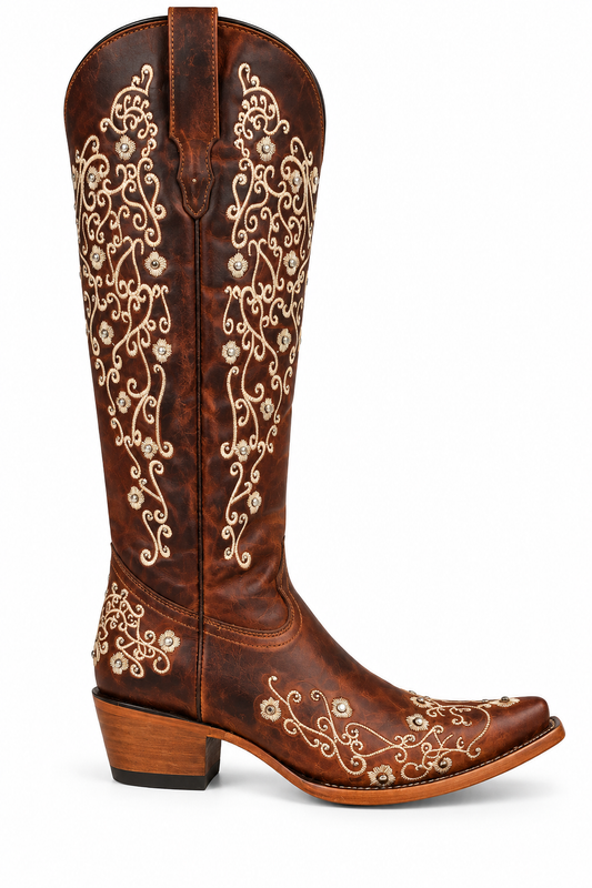 Santos Valdez Tall Western Boot-Cognac