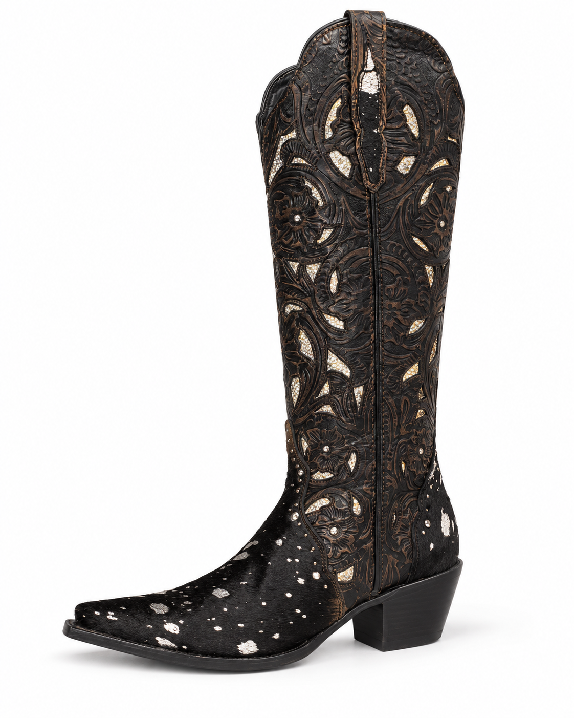 Vera Handtool Cowhide-Brown/Black Cowhide