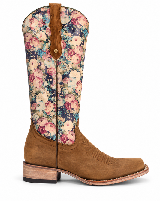 Desierto Miel Floral Western Boot-Mid