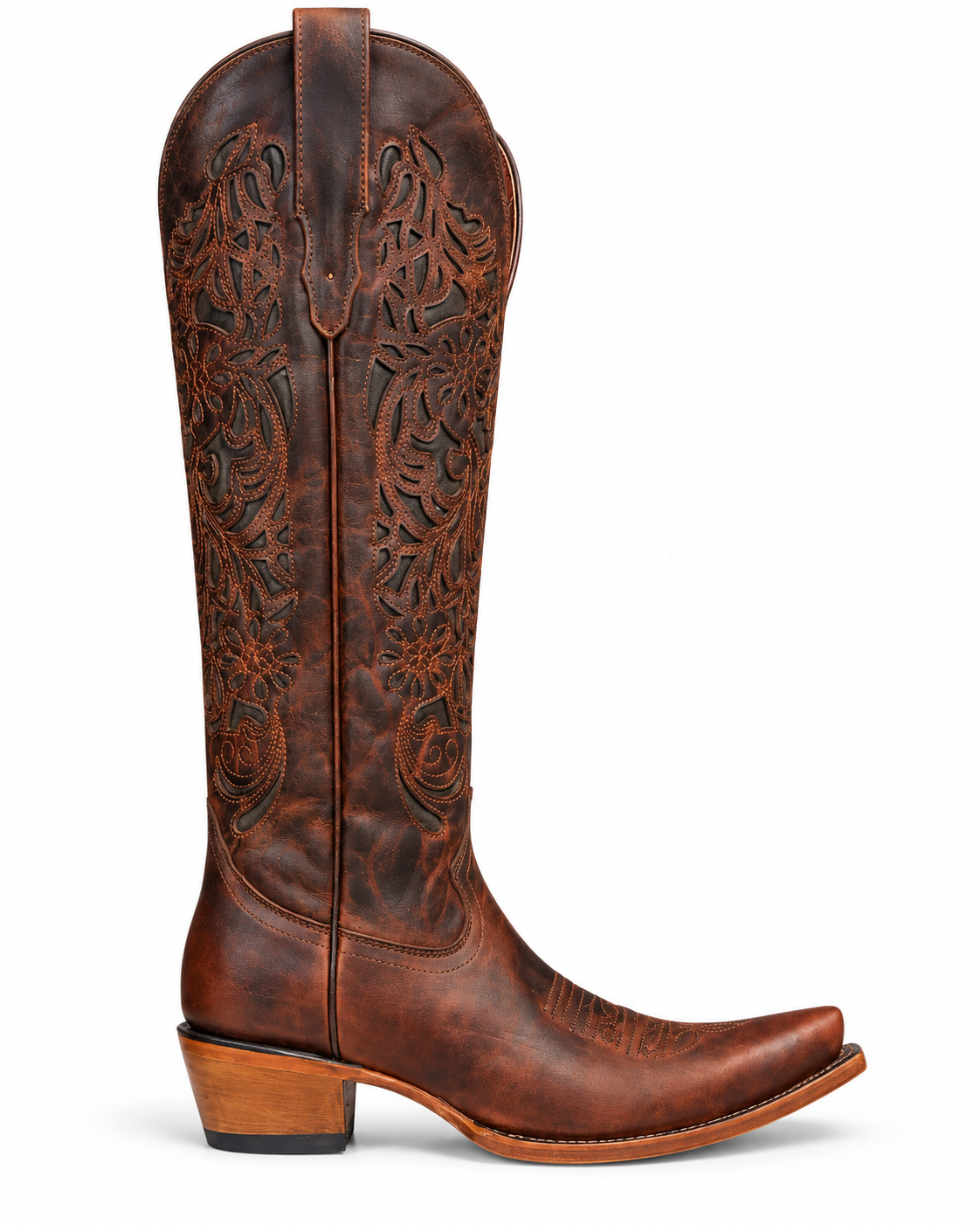 Rosita Alvirez Laser Tall Western Boot-Cognac