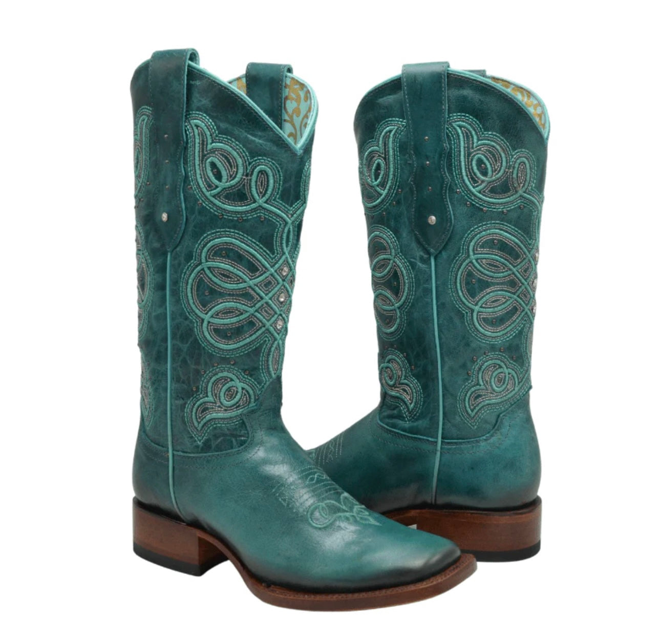 Neon Moon Turquoise Square Toe Boots