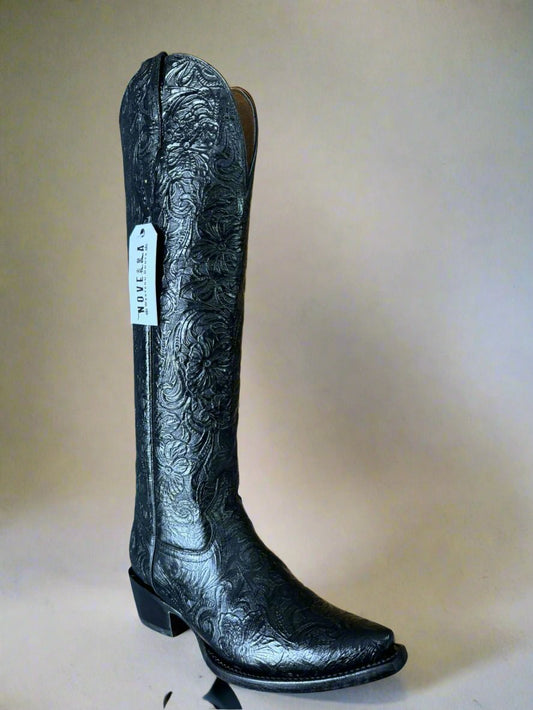 Cincelada Tall Western Boot-Black