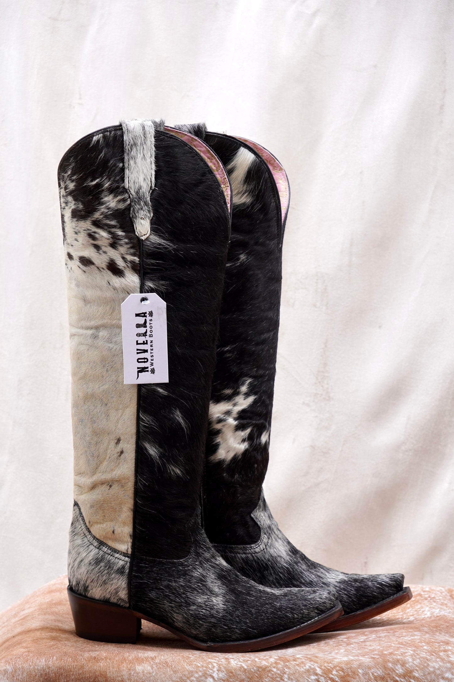 Cowhide White/Black Print Tall Boot