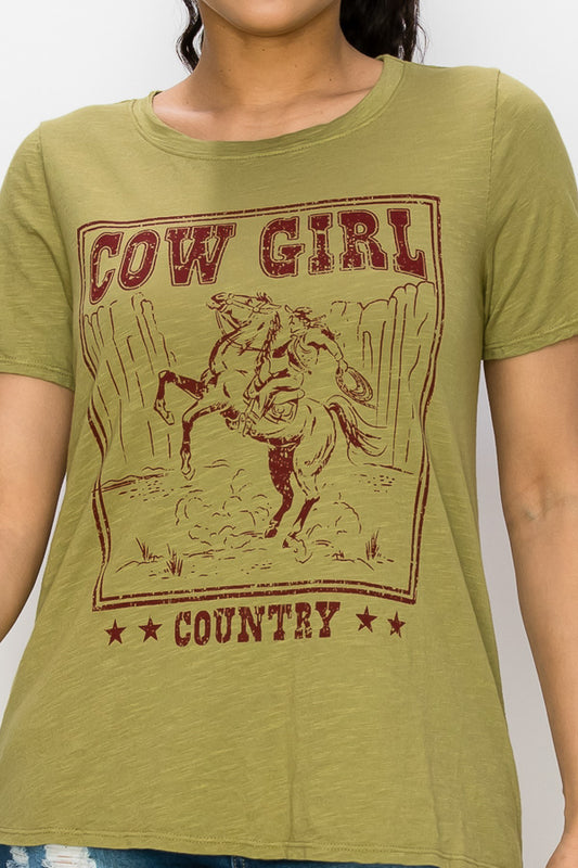 Cowgirl Graphic Print Short Sleeve Tee