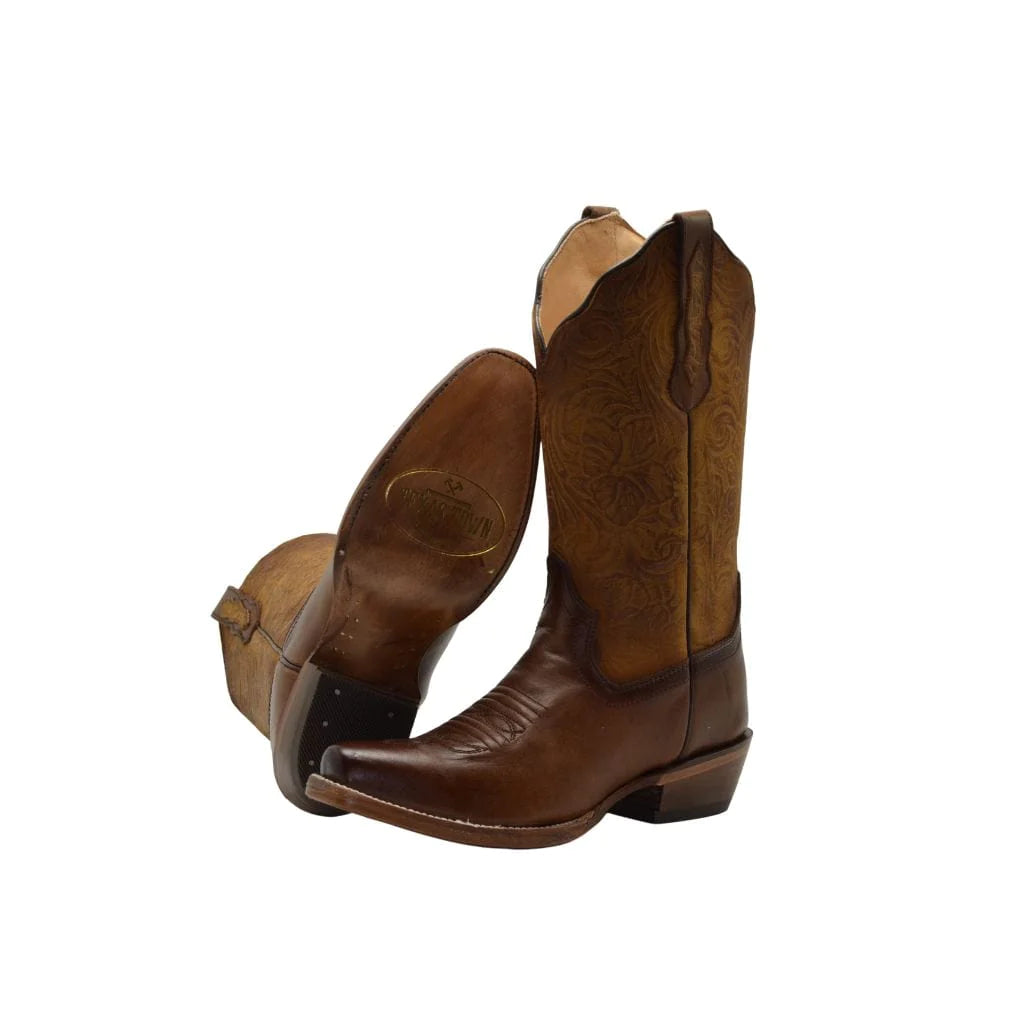 Women Snip Toe Cowgirl Boots Honey Plain