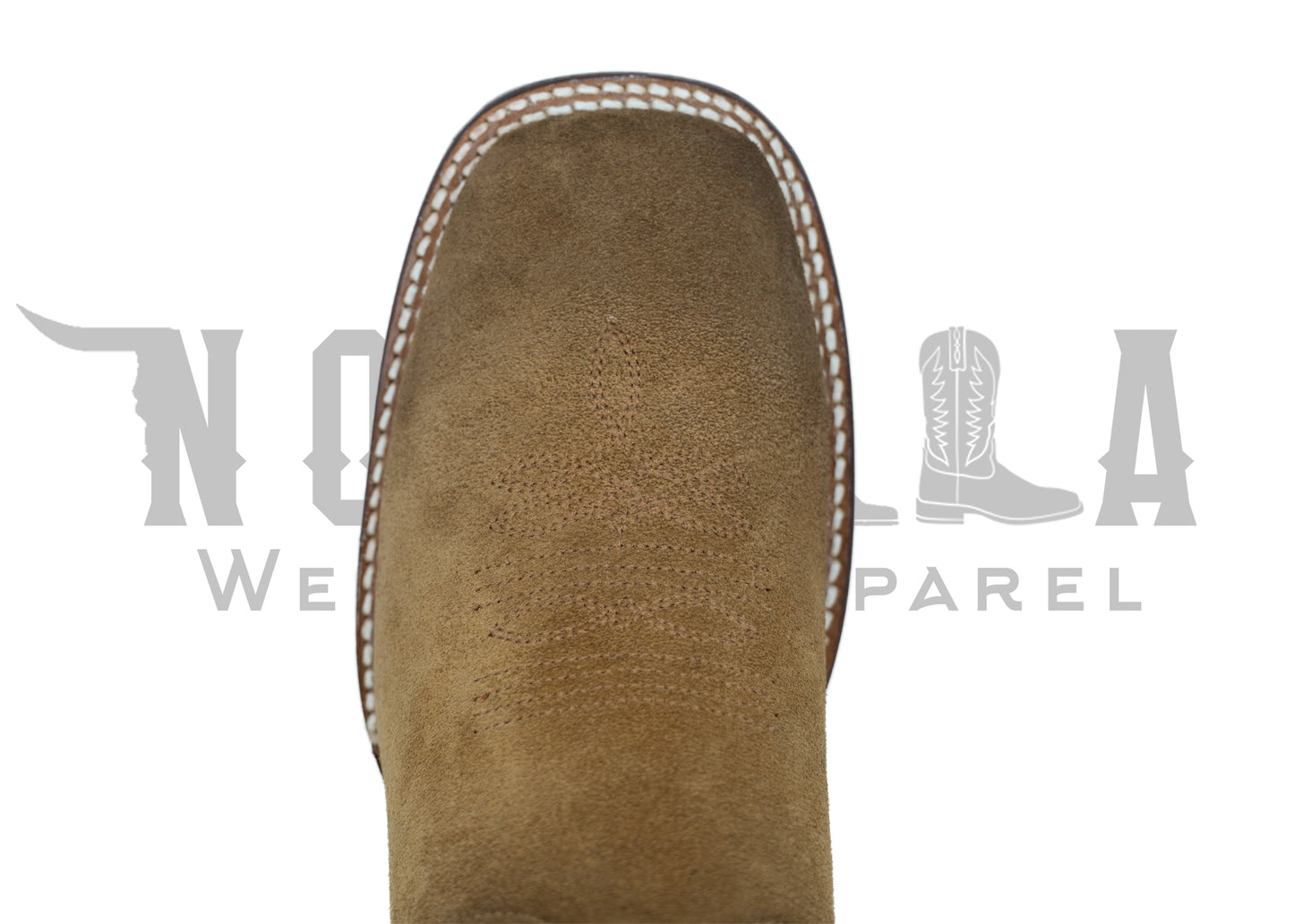 Wide Square Toe Suede Leather Tan