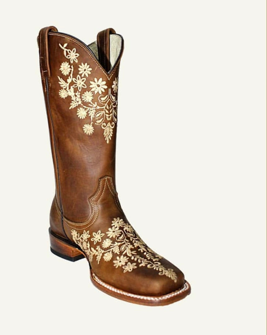 Marisol Cognac Floral Western Boots